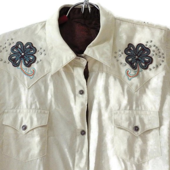 TWENTY X Western Shirt/ Fitted/Embroidery/ Metal Studs/ Wrangler/ LARGE - Picture 4 of 11